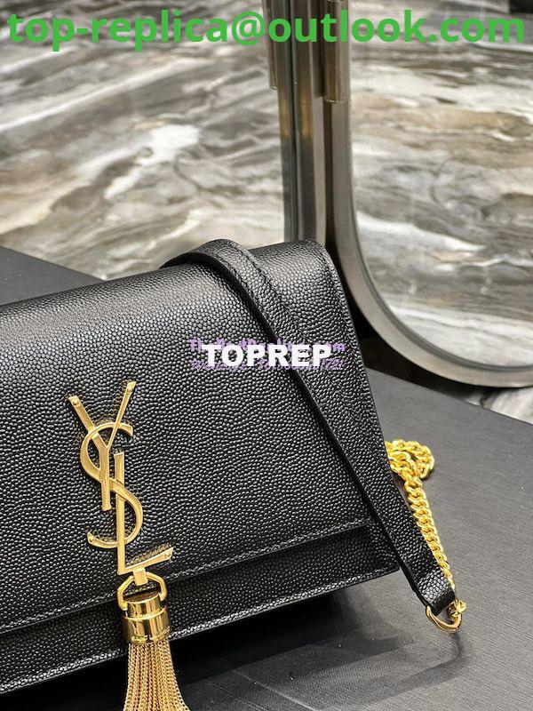 Replica YSL Saint Laurent Kate Chain Wallet With Tassel In Grain De Poudre Embossed Leather 452159 Black Gold Hardware 3 Replica YSL Saint Laurent Kate Chain Wallet With Tassel In Grain De Poudre Embossed Leather 452159 Black Gold Hardware 3