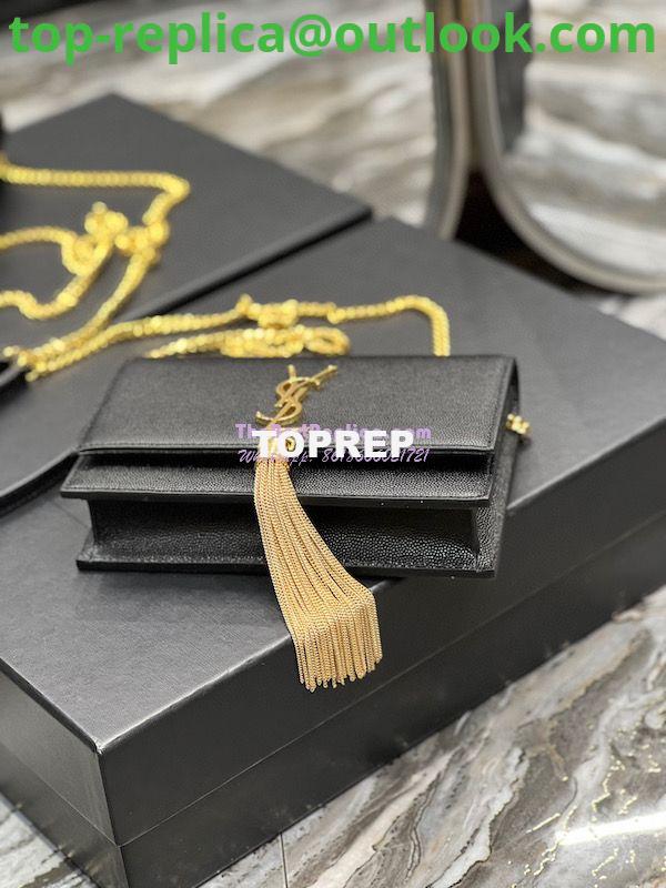 Replica YSL Saint Laurent Kate Chain Wallet With Tassel In Grain De Poudre Embossed Leather 452159 Black Gold Hardware 5 Replica YSL Saint Laurent Kate Chain Wallet With Tassel In Grain De Poudre Embossed Leather 452159 Black Gold Hardware 5