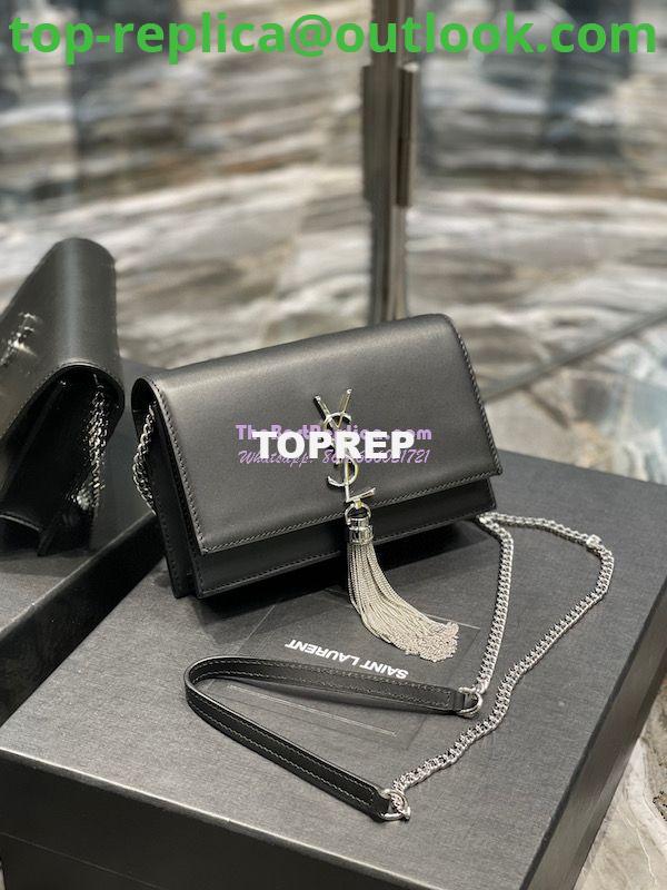 Replica YSL Saint Laurent Kate Chain Wallet With Tassel In Smooth Leather 452159 Black Silver Hardware 2 Replica YSL Saint Laurent Kate Chain Wallet With Tassel In Smooth Leather 452159 Black Silver Hardware 2