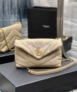 Replica YSL Saint Laurent Mini Loulou Puffer Toy Bag In Quilted Lambskin Beige