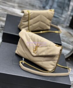 Replica YSL Saint Laurent Mini Loulou Puffer Toy Bag In Quilted Lambskin Beige 2