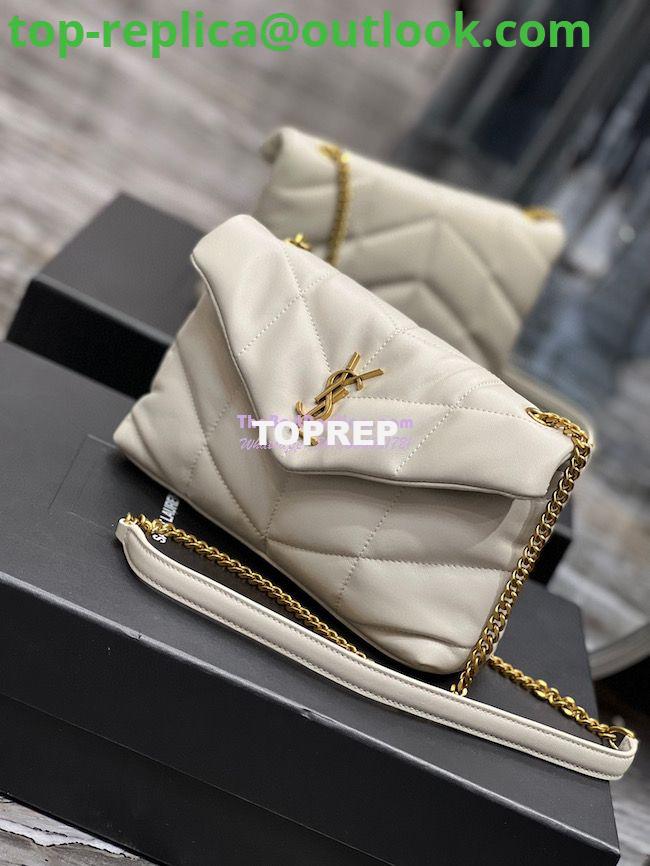 Replica YSL Saint Laurent Mini Loulou Puffer Toy Bag In Quilted Lambskin Blanc in Gold Hardware 2 Replica YSL Saint Laurent Mini Loulou Puffer Toy Bag In Quilted Lambskin Blanc in Gold Hardware 2