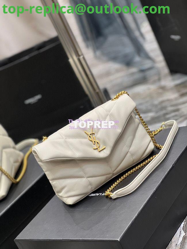 Replica YSL Saint Laurent Mini Loulou Puffer Toy Bag In Quilted Lambskin Blanc in Gold Hardware 3 Replica YSL Saint Laurent Mini Loulou Puffer Toy Bag In Quilted Lambskin Blanc in Gold Hardware 3