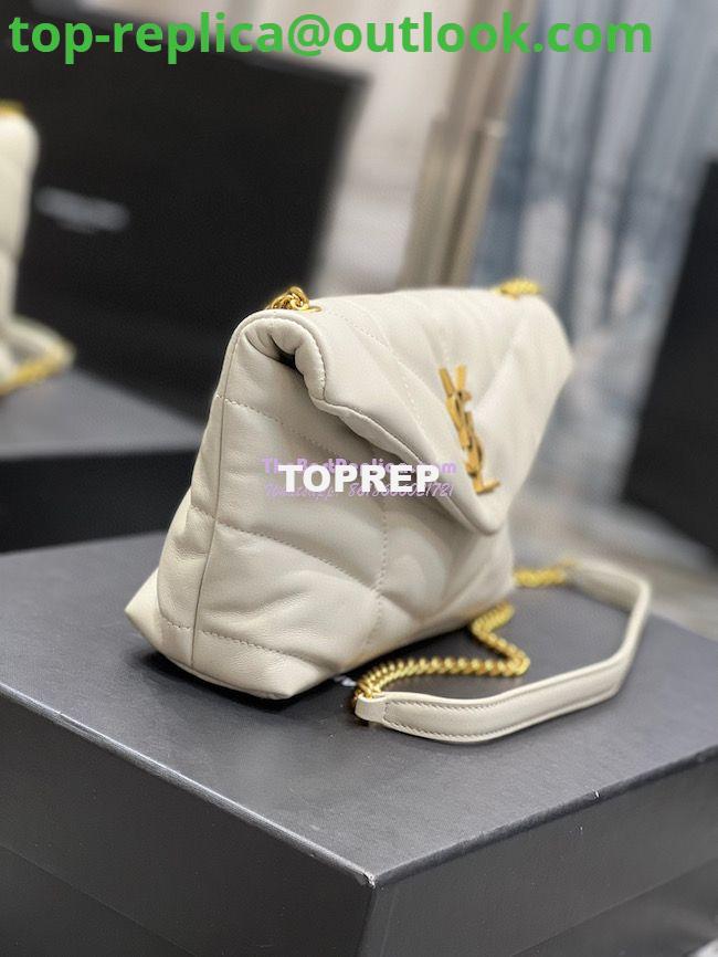Replica YSL Saint Laurent Mini Loulou Puffer Toy Bag In Quilted Lambskin Blanc in Gold Hardware 4 Replica YSL Saint Laurent Mini Loulou Puffer Toy Bag In Quilted Lambskin Blanc in Gold Hardware 4