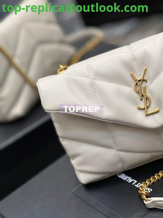 Replica YSL Saint Laurent Mini Loulou Puffer Toy Bag In Quilted Lambskin Blanc in Gold Hardware 5 Replica YSL Saint Laurent Mini Loulou Puffer Toy Bag In Quilted Lambskin Blanc in Gold Hardware 5