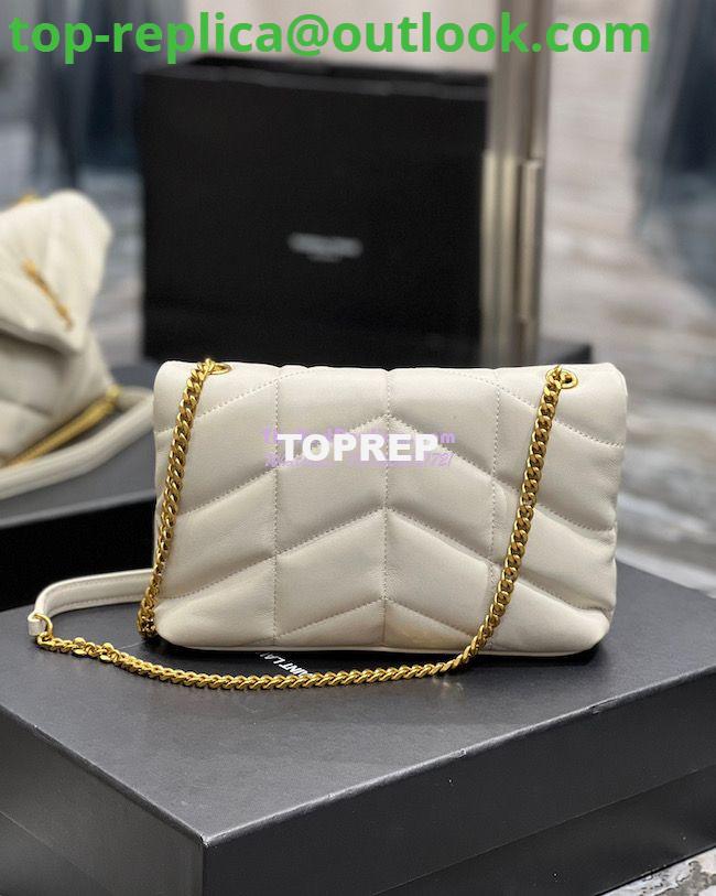 Replica YSL Saint Laurent Mini Loulou Puffer Toy Bag In Quilted Lambskin Blanc in Gold Hardware 6 Replica YSL Saint Laurent Mini Loulou Puffer Toy Bag In Quilted Lambskin Blanc in Gold Hardware 6