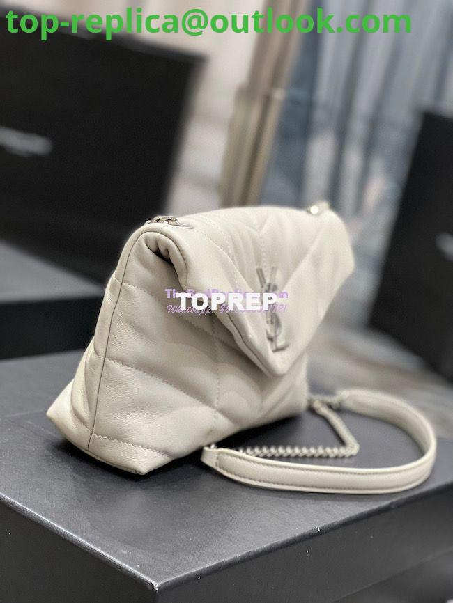 Replica YSL Saint Laurent Mini Loulou Puffer Toy Bag In Quilted Lambskin Blanc in Silver Hardware 3 Replica YSL Saint Laurent Mini Loulou Puffer Toy Bag In Quilted Lambskin Blanc in Silver Hardware 3