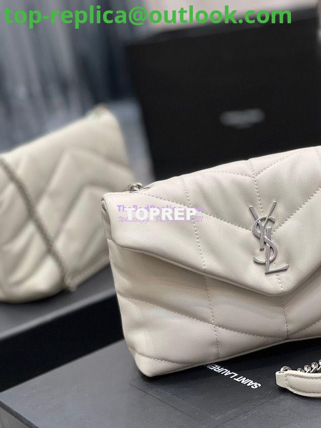 Replica YSL Saint Laurent Mini Loulou Puffer Toy Bag In Quilted Lambskin Blanc in Silver Hardware 4 Replica YSL Saint Laurent Mini Loulou Puffer Toy Bag In Quilted Lambskin Blanc in Silver Hardware 4