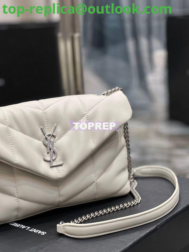 Replica YSL Saint Laurent Mini Loulou Puffer Toy Bag In Quilted Lambskin Blanc in Silver Hardware 5 Replica YSL Saint Laurent Mini Loulou Puffer Toy Bag In Quilted Lambskin Blanc in Silver Hardware 5