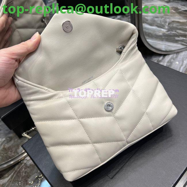 Replica YSL Saint Laurent Mini Loulou Puffer Toy Bag In Quilted Lambskin Blanc in Silver Hardware 6 Replica YSL Saint Laurent Mini Loulou Puffer Toy Bag In Quilted Lambskin Blanc in Silver Hardware 6