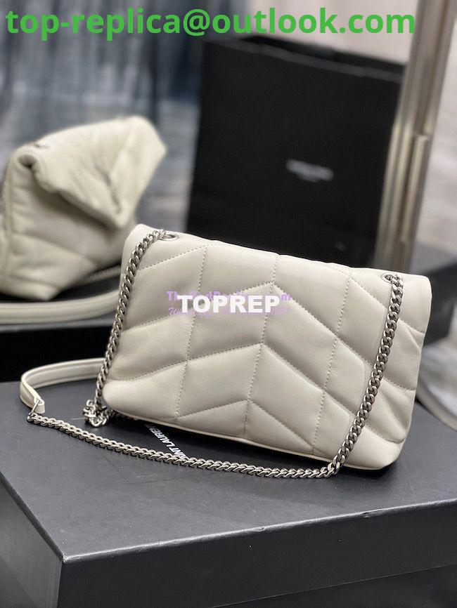 Replica YSL Saint Laurent Mini Loulou Puffer Toy Bag In Quilted Lambskin Blanc in Silver Hardware 10 Replica YSL Saint Laurent Mini Loulou Puffer Toy Bag In Quilted Lambskin Blanc in Silver Hardware 10