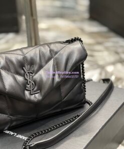 Replica YSL Saint Laurent Mini Loulou Puffer Toy Bag In Quilted Lambskin All Black 2