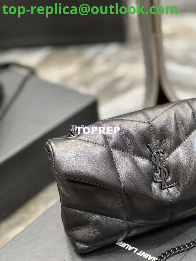 Replica YSL Saint Laurent Mini Loulou Puffer Toy Bag In Quilted Lambskin All Black 3 Replica YSL Saint Laurent Mini Loulou Puffer Toy Bag In Quilted Lambskin All Black 3
