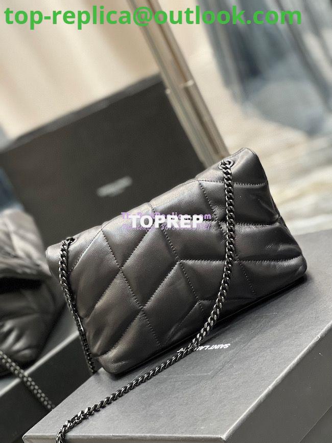 Replica YSL Saint Laurent Mini Loulou Puffer Toy Bag In Quilted Lambskin All Black 9 Replica YSL Saint Laurent Mini Loulou Puffer Toy Bag In Quilted Lambskin All Black 9
