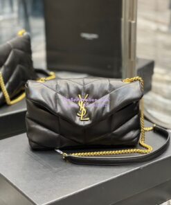 Replica YSL Saint Laurent Mini Loulou Puffer Toy Bag In Quilted Lambskin Black in Gold Hardware 2