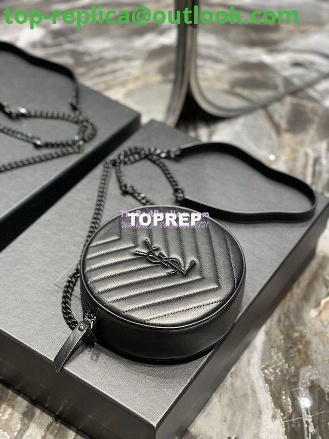 Replica YSL Yves Saint Laurent Vinyle Round Camera Bag In Chevron-quilted Grain De Poudre Embossed Leather 6104361 All Black 6 Replica YSL Yves Saint Laurent Vinyle Round Camera Bag In Chevron-quilted Grain De Poudre Embossed Leather 6104361 All Black 6