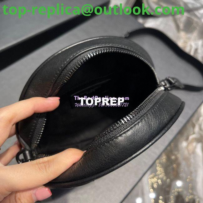 Replica YSL Yves Saint Laurent Vinyle Round Camera Bag In Chevron-quilted Grain De Poudre Embossed Leather 6104361 All Black 7 Replica YSL Yves Saint Laurent Vinyle Round Camera Bag In Chevron-quilted Grain De Poudre Embossed Leather 6104361 All Black 7