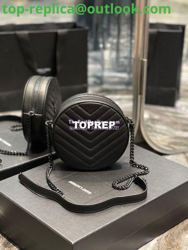 Replica YSL Yves Saint Laurent Vinyle Round Camera Bag In Chevron-quilted Grain De Poudre Embossed Leather 6104361 All Black 9 Replica YSL Yves Saint Laurent Vinyle Round Camera Bag In Chevron-quilted Grain De Poudre Embossed Leather 6104361 All Black 9