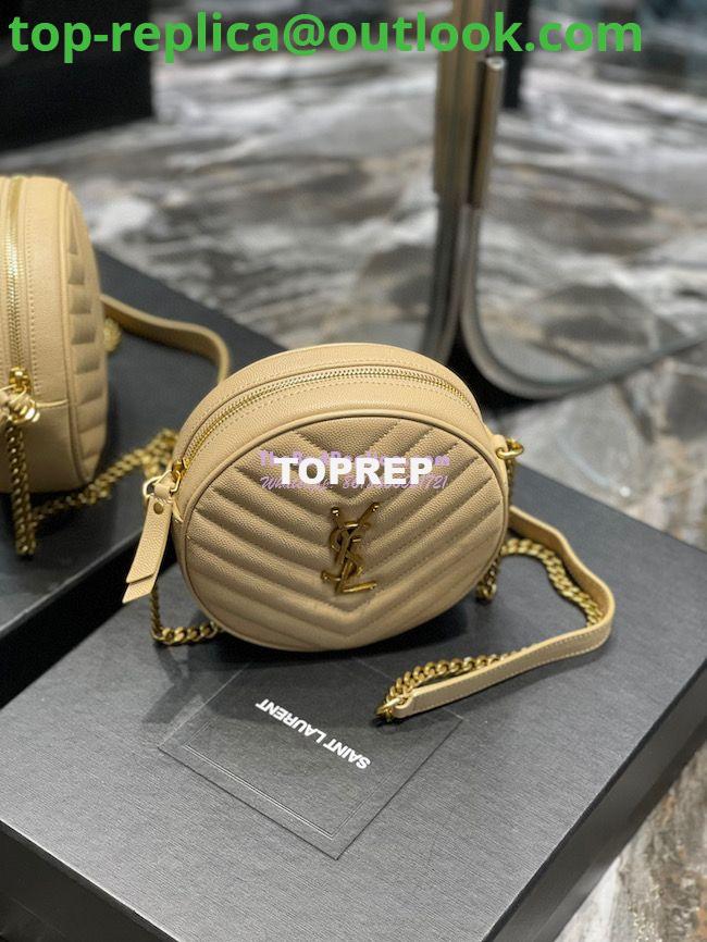 Replica YSL Yves Saint Laurent Vinyle Round Camera Bag In Chevron-quilted Grain De Poudre Embossed Leather 6104361 Beige 3 Replica YSL Yves Saint Laurent Vinyle Round Camera Bag In Chevron-quilted Grain De Poudre Embossed Leather 6104361 Beige 3