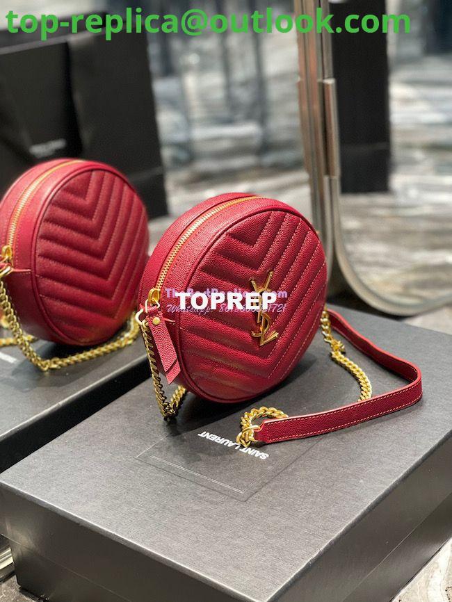 Replica YSL Yves Saint Laurent Vinyle Round Camera Bag In Chevron-quilted Grain De Poudre Embossed Leather 6104361 Red 3 Replica YSL Yves Saint Laurent Vinyle Round Camera Bag In Chevron-quilted Grain De Poudre Embossed Leather 6104361 Red 3