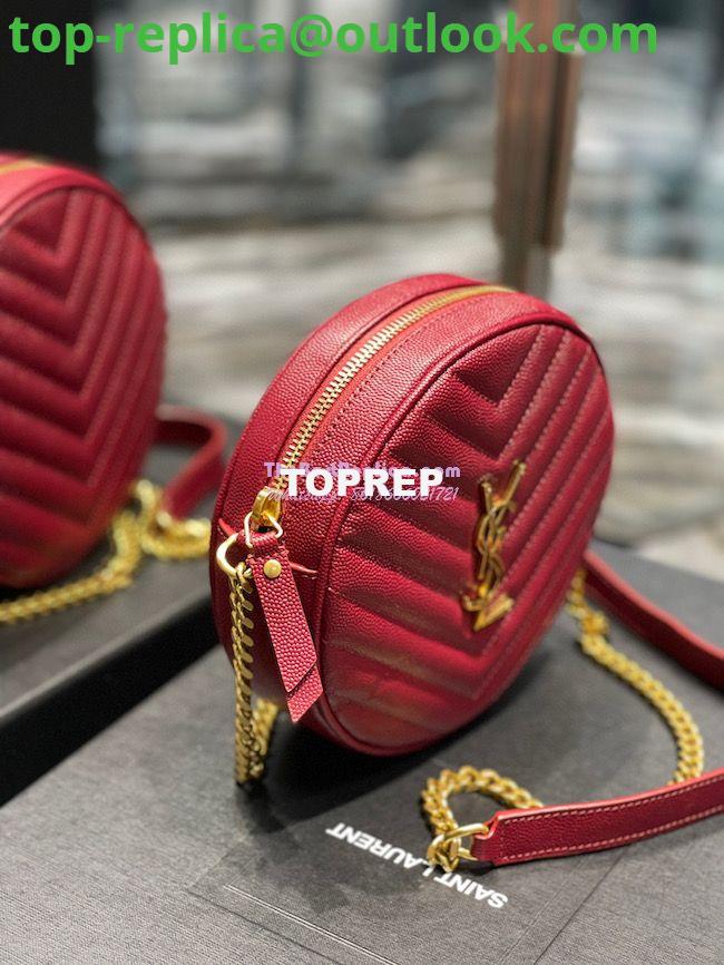 Replica YSL Yves Saint Laurent Vinyle Round Camera Bag In Chevron-quilted Grain De Poudre Embossed Leather 6104361 Red 4 Replica YSL Yves Saint Laurent Vinyle Round Camera Bag In Chevron-quilted Grain De Poudre Embossed Leather 6104361 Red 4