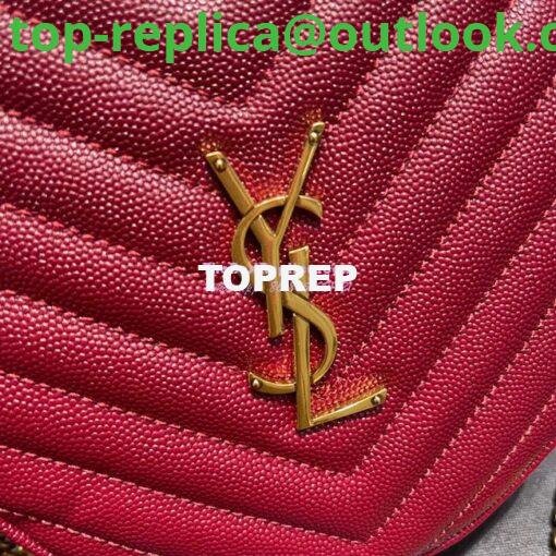 Replica YSL Yves Saint Laurent Vinyle Round Camera Bag In Chevron-quilted Grain De Poudre Embossed Leather 6104361 Red 6