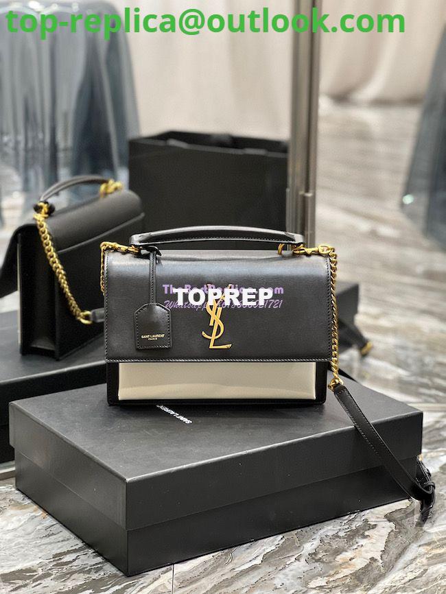Replica YSL Saint Laurent Medium Sunset Satchel In Smooth Leather 634723 Black Blanc Replica YSL Saint Laurent Medium Sunset Satchel In Smooth Leather 634723 Black Blanc
