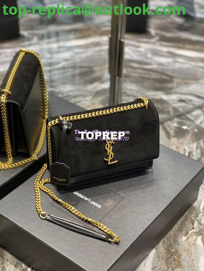 Replica YSL Saint Laurent Medium Sunset Satchel In Suede and Smooth Leather 442906 Black 2 Replica YSL Saint Laurent Medium Sunset Satchel In Suede and Smooth Leather 442906 Black 2