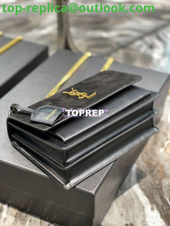 Replica YSL Saint Laurent Medium Sunset Satchel In Suede and Smooth Leather 442906 Black 6 Replica YSL Saint Laurent Medium Sunset Satchel In Suede and Smooth Leather 442906 Black 6