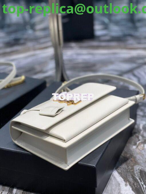 Replica YSL Saint Laurent Medium Sunset Satchel In Smooth Leather 634723 Blanc 7