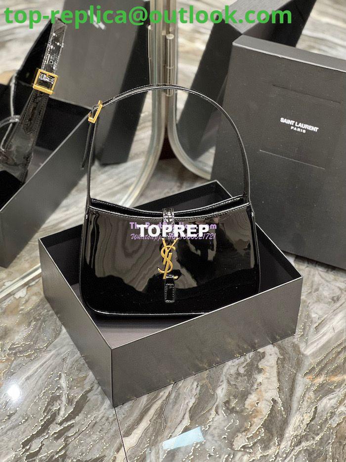 Replica YSL Saint Laurent Le 5 à 7 hobo bag in black Patent Leather 657228 Replica YSL Saint Laurent Le 5 à 7 hobo bag in black Patent Leather 657228