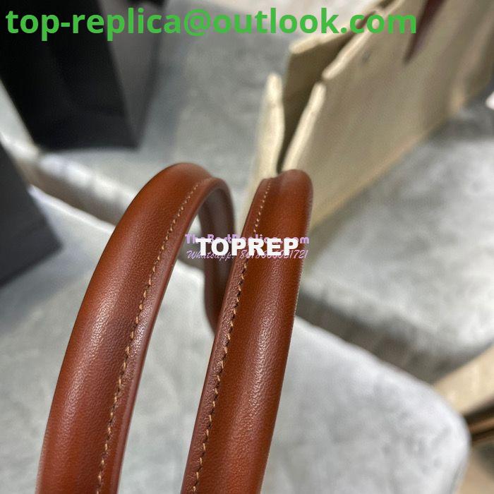 Replica YSL Saint Laurent Rive Gauche Tote Bag In Linen And Leather 499290 Brown Blanc 8 Replica YSL Saint Laurent Rive Gauche Tote Bag In Linen And Leather 499290 Brown Blanc 8