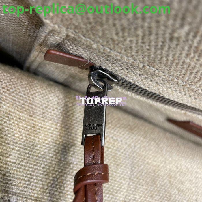 Replica YSL Saint Laurent Rive Gauche Tote Bag In Linen And Leather 499290 Brown Blanc 9 Replica YSL Saint Laurent Rive Gauche Tote Bag In Linen And Leather 499290 Brown Blanc 9