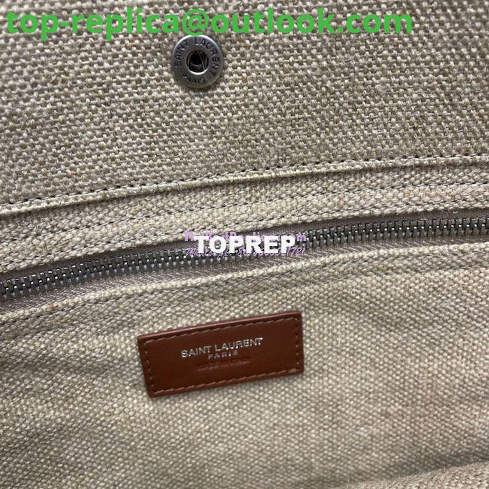 Replica YSL Saint Laurent Rive Gauche Tote Bag In Linen And Leather 499290 Brown Blanc 10 Replica YSL Saint Laurent Rive Gauche Tote Bag In Linen And Leather 499290 Brown Blanc 10