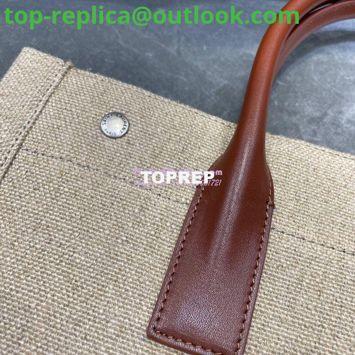 Replica YSL Saint Laurent Rive Gauche N/s Shopping Bag In Linen And Cotton 631682 Brown Blanc 8 Replica YSL Saint Laurent Rive Gauche N/s Shopping Bag In Linen And Cotton 631682 Brown Blanc 8