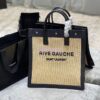 Replica YSL Saint Laurent Rive Gauche N/s Shopping Bag In Linen And Cotton 631682 Brown Blanc 11