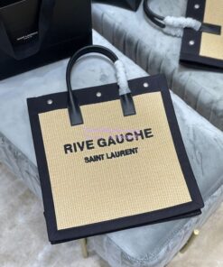 Replica YSL Saint Laurent Rive Gauche N/s Shopping Bag In Felt And Leather 631682 Beige 2