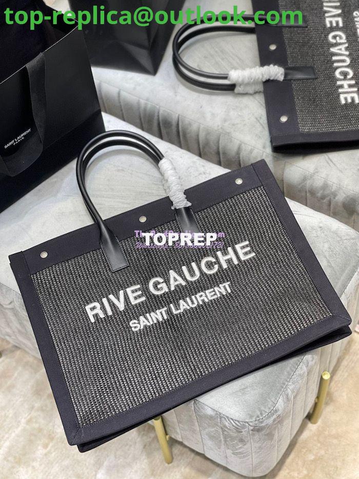 Replica YSL Saint Laurent Rive Gauche Tote Bag In Felt And Leather 499290 Black 2 Replica YSL Saint Laurent Rive Gauche Tote Bag In Felt And Leather 499290 Black 2