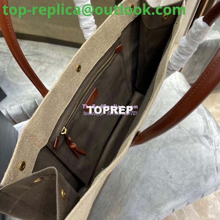 Replica YSL Saint Laurent Rive Gauche Tote Bag In Linen And Leather 499290 Brown 8 Replica YSL Saint Laurent Rive Gauche Tote Bag In Linen And Leather 499290 Brown 8