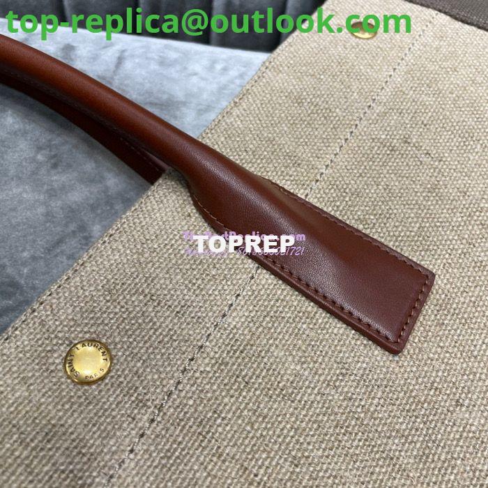 Replica YSL Saint Laurent Rive Gauche Tote Bag In Linen And Leather 499290 Brown 9 Replica YSL Saint Laurent Rive Gauche Tote Bag In Linen And Leather 499290 Brown 9