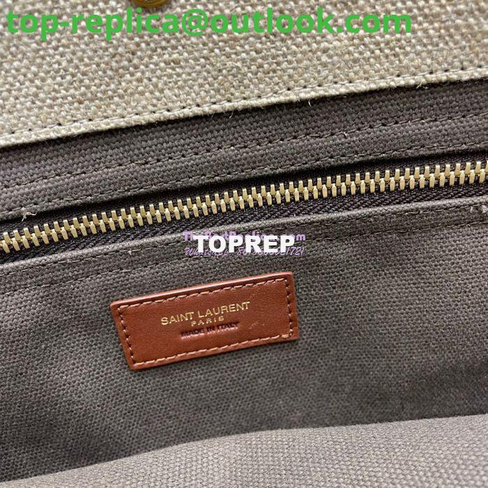 Replica YSL Saint Laurent Rive Gauche Tote Bag In Linen And Leather 499290 Brown 11 Replica YSL Saint Laurent Rive Gauche Tote Bag In Linen And Leather 499290 Brown 11