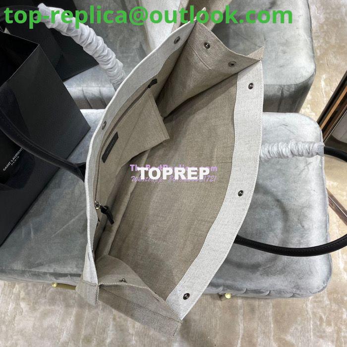 Replica YSL Saint Laurent Rive Gauche Tote Bag In Linen And Leather 499290 White 8 Replica YSL Saint Laurent Rive Gauche Tote Bag In Linen And Leather 499290 White 8