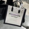 Replica YSL Saint Laurent Rive Gauche Tote Bag In Linen And Leather 499290 White 11 Replica YSL Saint Laurent Rive Gauche Tote Bag In Linen And Leather 499290 White 11
