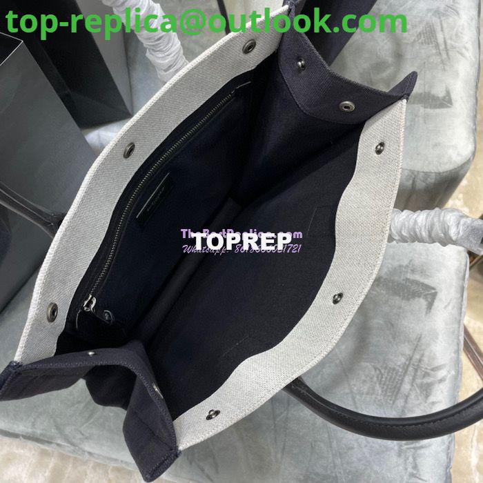 Replica YSL Saint Laurent Rive Gauche N/s Shopping Bag In Linen And Cotton 631682 White Black 7 Replica YSL Saint Laurent Rive Gauche N/s Shopping Bag In Linen And Cotton 631682 White Black 7