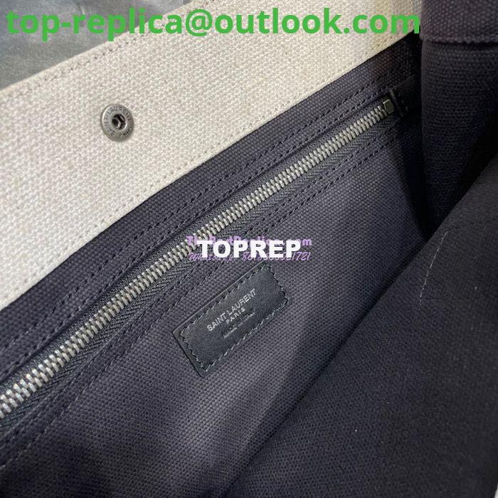 Replica YSL Saint Laurent Rive Gauche N/s Shopping Bag In Linen And Cotton 631682 White Black 8 Replica YSL Saint Laurent Rive Gauche N/s Shopping Bag In Linen And Cotton 631682 White Black 8