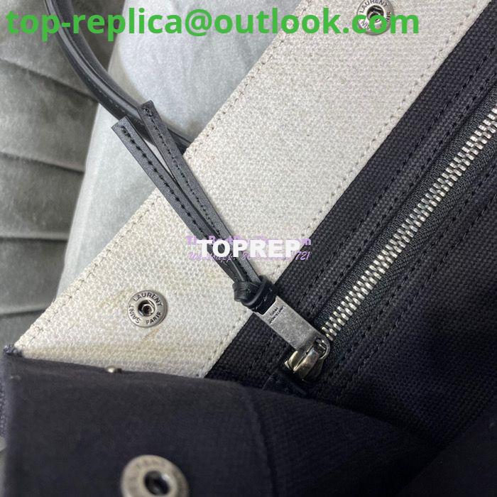Replica YSL Saint Laurent Rive Gauche N/s Shopping Bag In Linen And Cotton 631682 White Black 9 Replica YSL Saint Laurent Rive Gauche N/s Shopping Bag In Linen And Cotton 631682 White Black 9