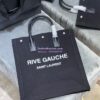 Replica YSL Saint Laurent Rive Gauche N/s Shopping Bag In Linen And Cotton 631682 White 11