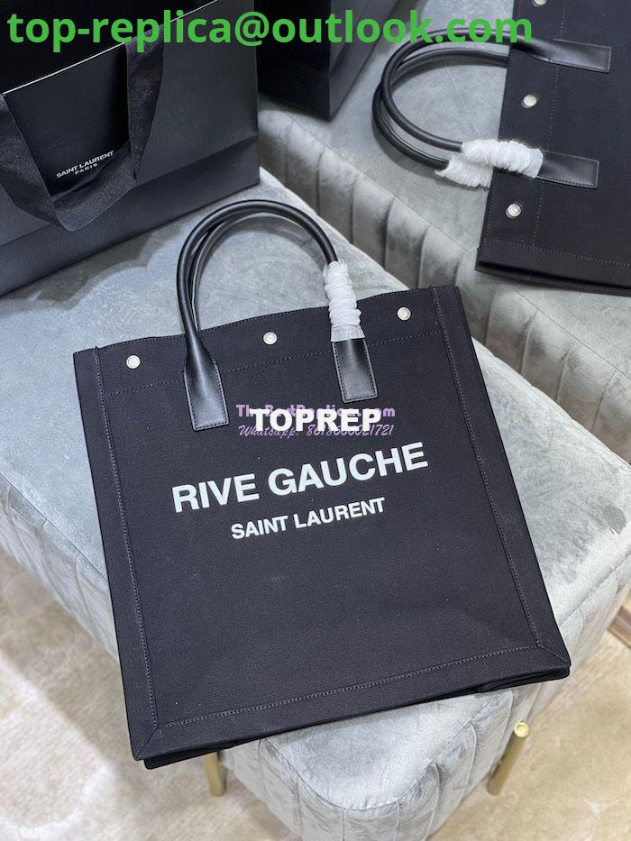 Replica YSL Saint Laurent Rive Gauche N/s Shopping Bag In Linen And Cotton 631682 Black Replica YSL Saint Laurent Rive Gauche N/s Shopping Bag In Linen And Cotton 631682 Black