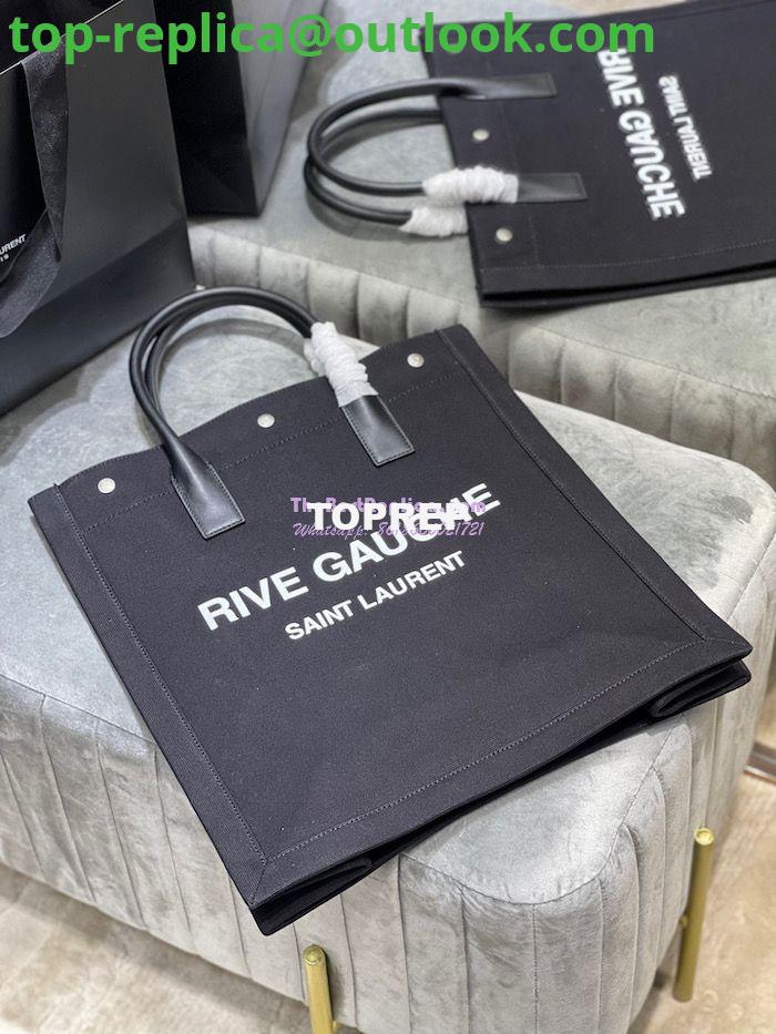 Replica YSL Saint Laurent Rive Gauche N/s Shopping Bag In Linen And Cotton 631682 Black 2 Replica YSL Saint Laurent Rive Gauche N/s Shopping Bag In Linen And Cotton 631682 Black 2