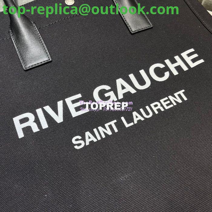 Replica YSL Saint Laurent Rive Gauche N/s Shopping Bag In Linen And Cotton 631682 Black 5 Replica YSL Saint Laurent Rive Gauche N/s Shopping Bag In Linen And Cotton 631682 Black 5